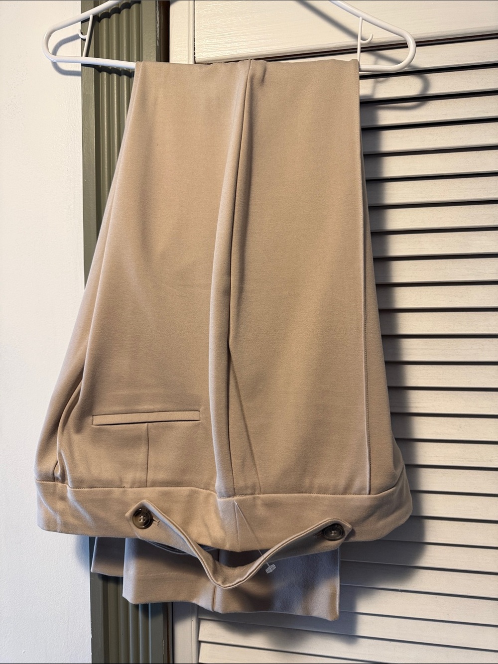 Women’s Tailored Beige Trousers stretch knit material pull on